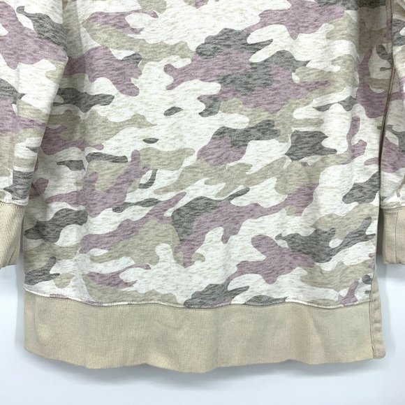 Old Navy Tunic Sweatshirt Camo Beige French Terry Crewneck Top - Picture 7 of 7